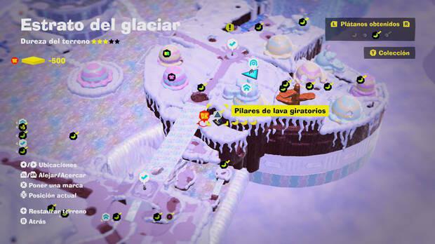 Donkey Kong Bananza - Localización en el mapa del plátano 12 en Estrato del glaciar