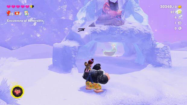 Donkey Kong Bananza - Ubicación del plátano 16 en Estrato del glaciar