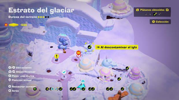 Donkey Kong Bananza - Localización en el mapa del plátano 16 en Estrato del glaciar