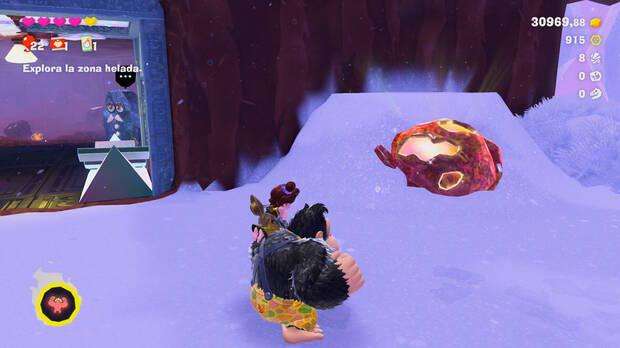 Donkey Kong Bananza - Ubicación del fósil insecto en ámbar 01 en Estrato del glaciar