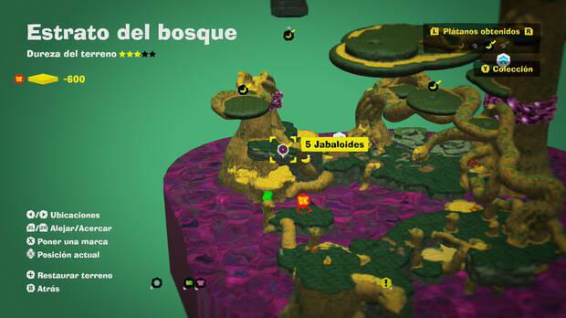 Donkey Kong Bananza - Localización en el mapa del plátano 02 en Estrato del bosque