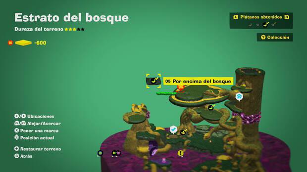 Donkey Kong Bananza - Localización en el mapa del plátano 05 en Estrato del bosque