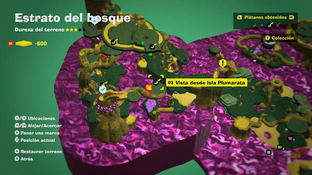 Donkey Kong Bananza - Localización en el mapa del plátano 03 en Estrato del bosque