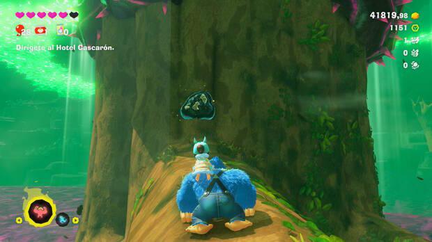 Donkey Kong Bananza - Ubicación del fósil Castor 02 en Estrato del bosque