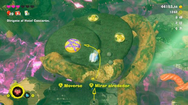 Donkey Kong Bananza - Localización en el Estrato del bosque del nivel extra A rebotar por el oro