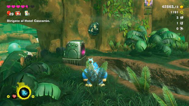 Donkey Kong Bananza - Ubicación del fósil Castor 04 en Estrato del bosque