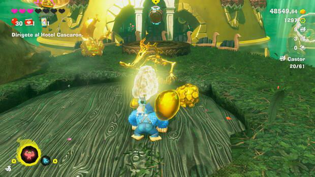 Donkey Kong Bananza - Ubicación del fósil Castor 20 en Estrato del bosque