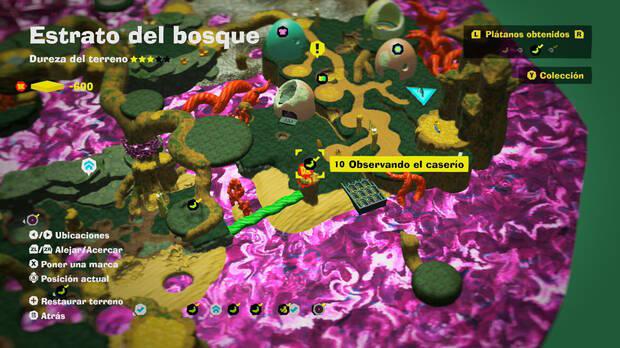Donkey Kong Bananza - Localización en el mapa del plátano 10 en Estrato del bosque