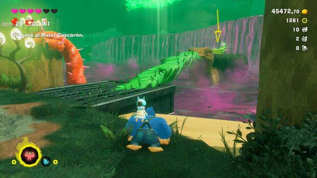 Donkey Kong Bananza - Ubicación del plátano 14 en Estrato del bosque