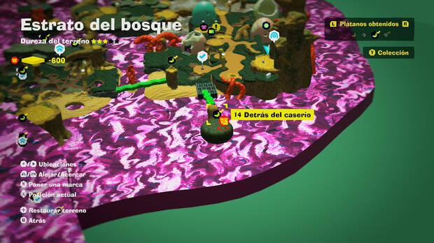 Donkey Kong Bananza - Localización en el mapa del plátano 14 en Estrato del bosque