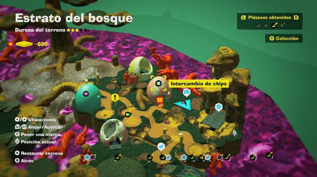 Donkey Kong Bananza - Localización en el mapa del plátano 48 en Estrato del bosque