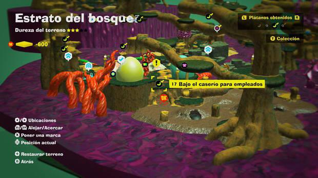 Donkey Kong Bananza - Localización en el mapa del plátano 17 en Estrato del bosque