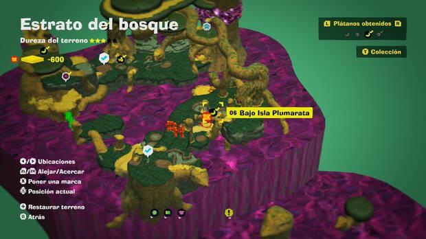 Donkey Kong Bananza - Localización en el mapa del plátano 06 en Estrato del bosque