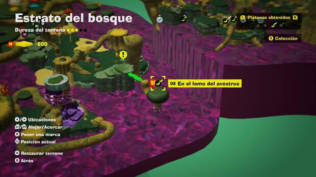 Donkey Kong Bananza - Localización en el mapa del plátano 08 en Estrato del bosque