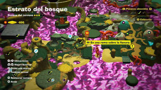 Donkey Kong Bananza - Localización en el mapa del plátano 09 en Estrato del bosque
