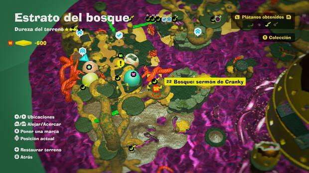 Donkey Kong Bananza - Localización en el mapa del plátano 22 en Estrato del bosque