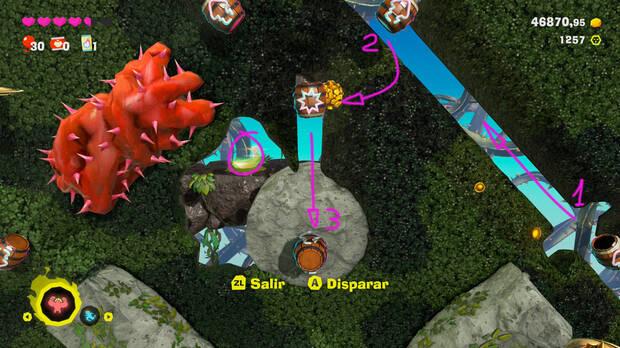 Donkey Kong Bananza - Ubicación del plátano 12 en Estrato del bosque