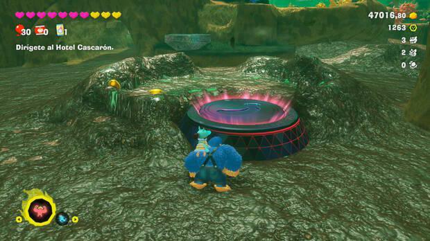 Donkey Kong Bananza - Ubicación del plátano 18 en Estrato del bosque