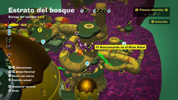 Donkey Kong Bananza - Localización en el mapa del plátano 24 en Estrato del bosque