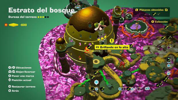 Donkey Kong Bananza - Localización en el mapa del plátano 25 en Estrato del bosque