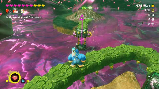 Donkey Kong Bananza - Ubicación del plátano 20 en Estrato del bosque