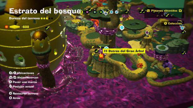 Donkey Kong Bananza - Localización en el mapa del plátano 23 en Estrato del bosque