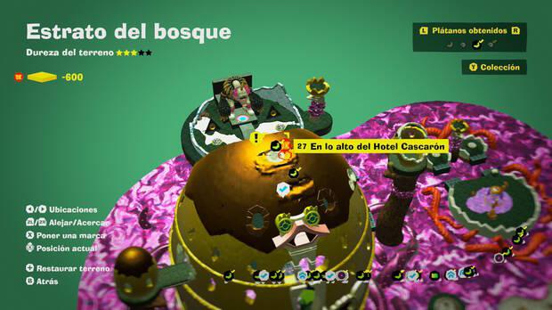 Donkey Kong Bananza - Localización en el mapa del plátano 27 en Estrato del bosque