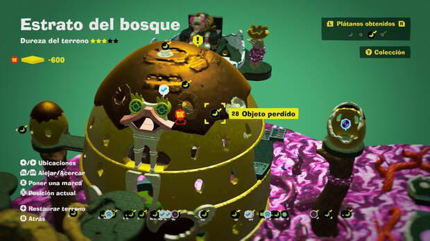 Donkey Kong Bananza - Localización en el mapa del plátano 28 en Estrato del bosque