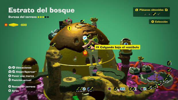 Donkey Kong Bananza - Localización en el mapa del plátano 29 en Estrato del bosque