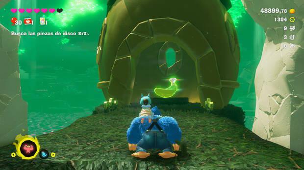 Donkey Kong Bananza - Ubicación del plátano 30 en Estrato del bosque