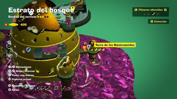 Donkey Kong Bananza - Localización en el mapa del plátano 31 en Estrato del bosque