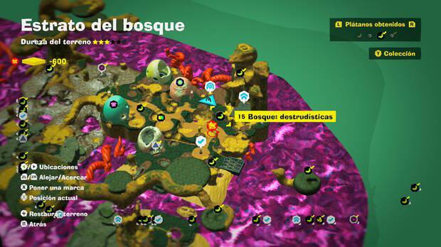 Donkey Kong Bananza - Localización en el mapa del plátano 15 en Estrato del bosque