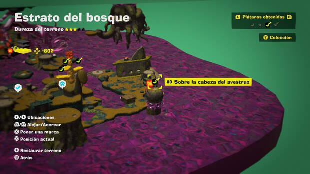 Donkey Kong Bananza - Localización en el mapa del plátano 80 en Estrato del bosque