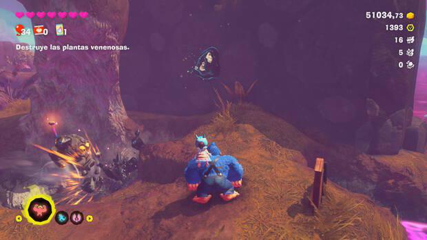 Donkey Kong Bananza - Ubicación del fósil Castor 28 en Estrato del bosque