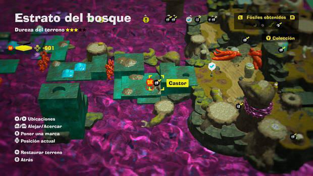 Donkey Kong Bananza - Localización en el mapa del fósil Castor 36 en Estrato del bosque