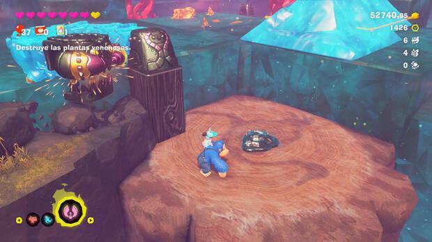 Donkey Kong Bananza - Ubicación del fósil Castor 38 en Estrato del bosque