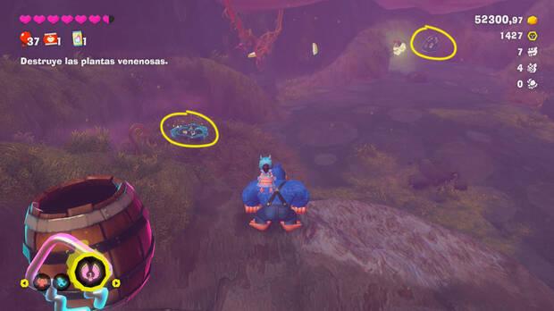 Donkey Kong Bananza - Ubicación del fósil Castor 39 y 40 en Estrato del bosque