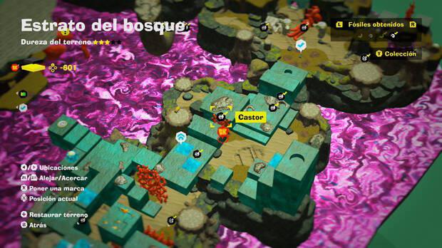 Donkey Kong Bananza - Localización en el mapa del fósil Castor 39 y 40 en Estrato del bosque