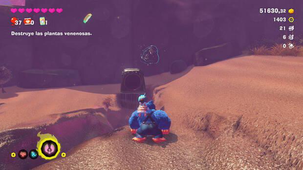 Donkey Kong Bananza - Ubicación del fósil Castor 33 en Estrato del bosque