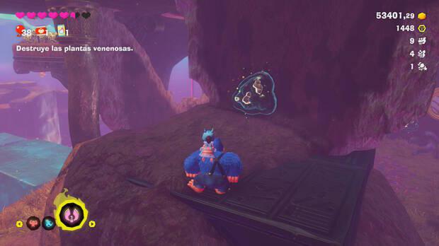 Donkey Kong Bananza - Ubicación del fósil Castor 41 en Estrato del bosque