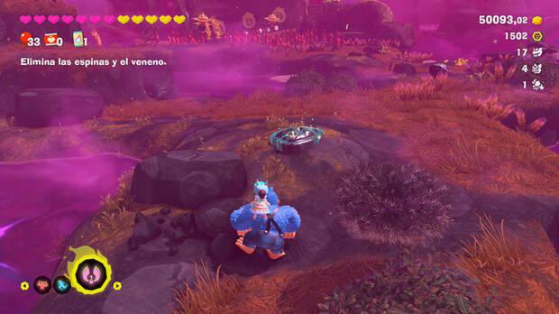 Donkey Kong Bananza - Ubicación del fósil Castor 49 en Estrato del bosque