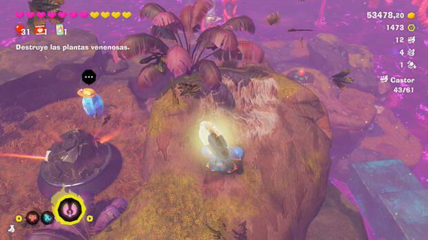 Donkey Kong Bananza - Ubicación del fósil Castor 43 en Estrato del bosque