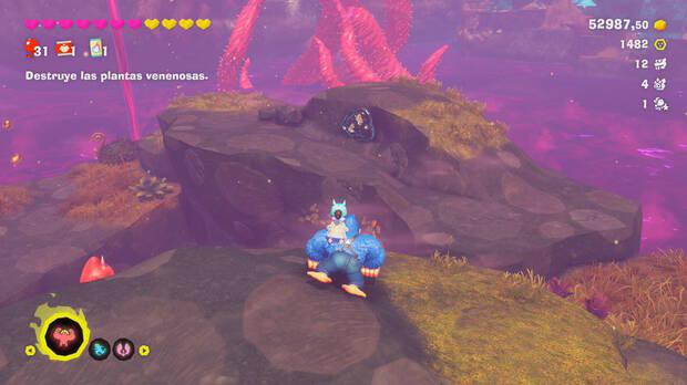 Donkey Kong Bananza - Ubicación del fósil Castor 44 en Estrato del bosque