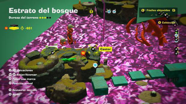 Donkey Kong Bananza - Localización en el mapa del fósil Castor 44 en Estrato del bosque