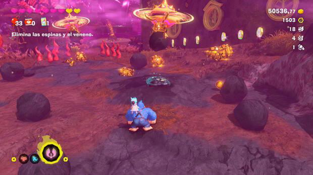 Donkey Kong Bananza - Ubicación del fósil Castor 50 en Estrato del bosque