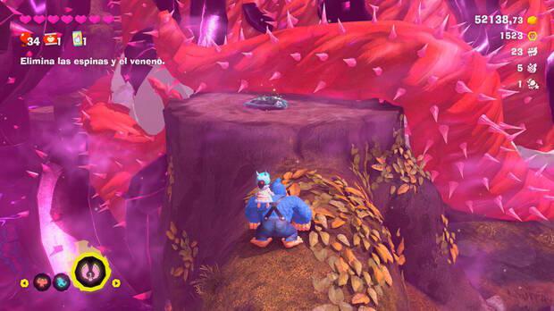 Donkey Kong Bananza - Ubicación del fósil Castor 55 en Estrato del bosque