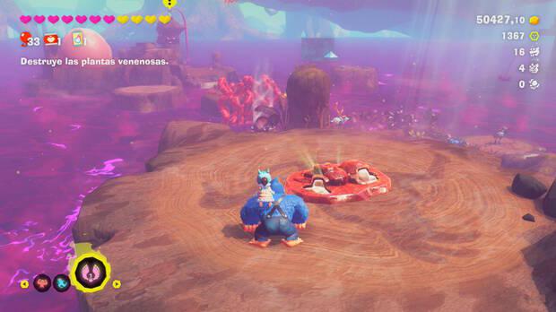 Donkey Kong Bananza - Ubicación del fósil cerdo 06 en Estrato del bosque