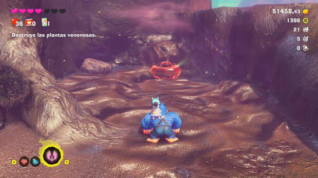 Donkey Kong Bananza - Ubicación del fósil cerdo 07 en Estrato del bosque