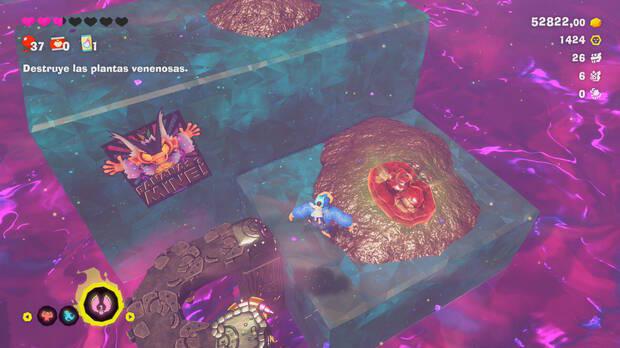 Donkey Kong Bananza - Ubicación del fósil cerdo 08 en Estrato del bosque