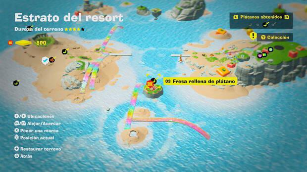 Donkey Kong Bananza - Localización en el mapa del plátano 03 en Estrato del resort